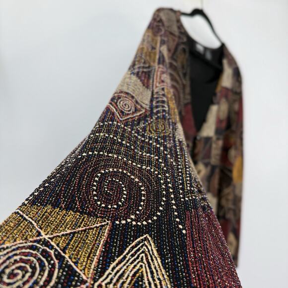 Baranda Woman Attached Top Cardigan size 2X Black Multicolor Art to Wear Boho - Picture 5 of 9